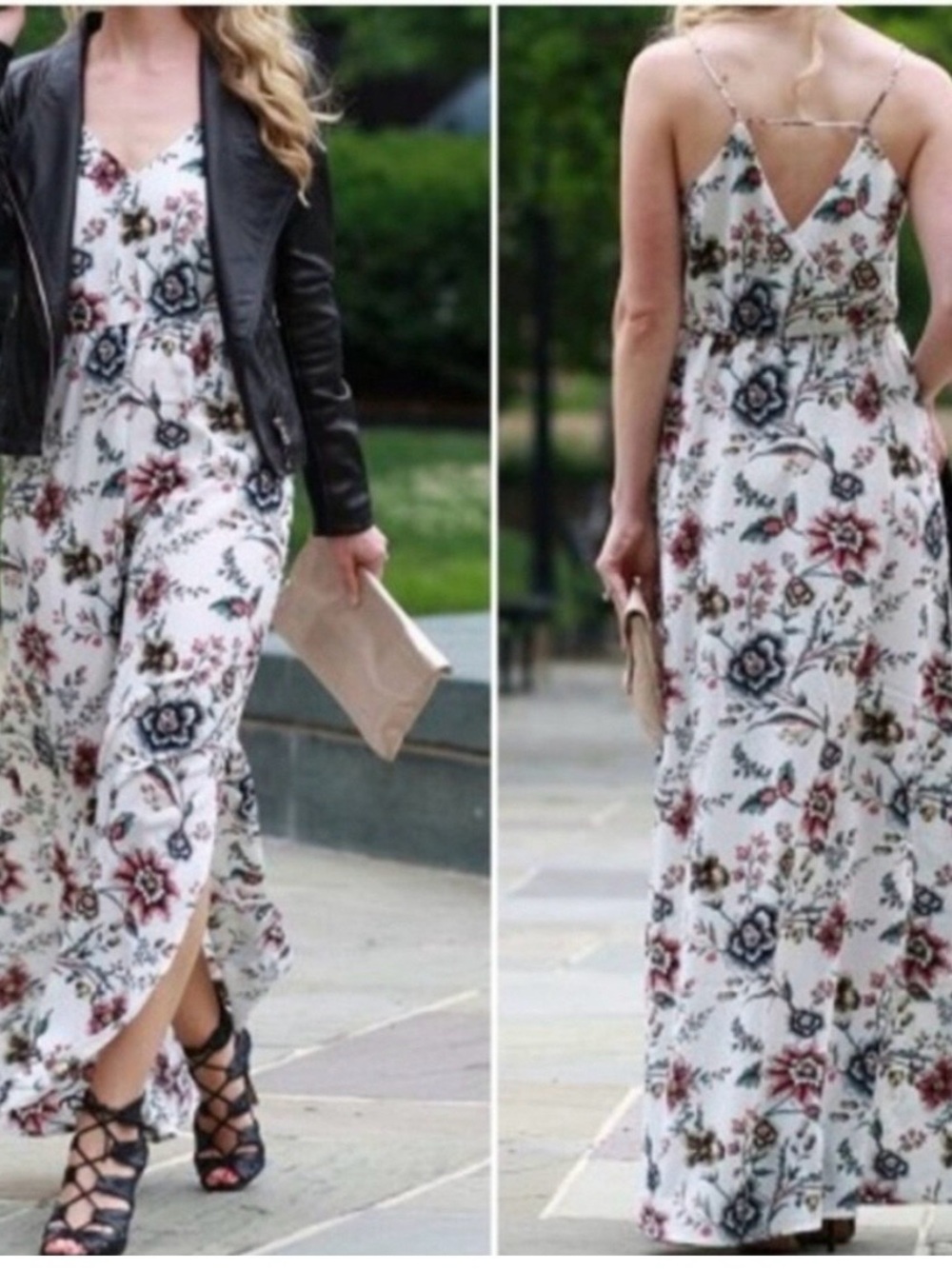 LOFT White Floral Maxi Dress with Spaghetti Straps